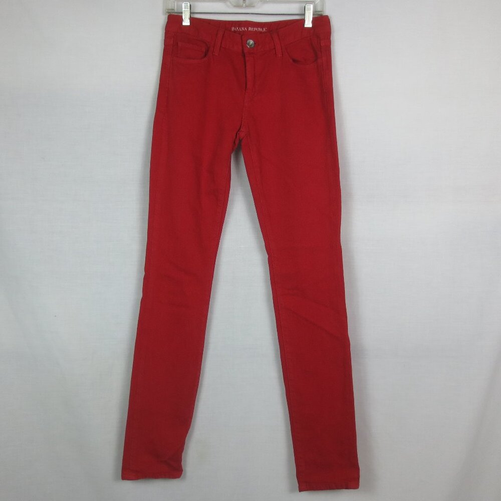 90s Banana Republic Jeans Saucy Red Vintage Skinny Stretch Cotton Denim Size 26